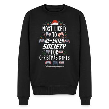 Gamer Gaming Noël Dire Drôle Humour Noël - Pull Premium bio Homme - noir - Devant - Nico (187cm)