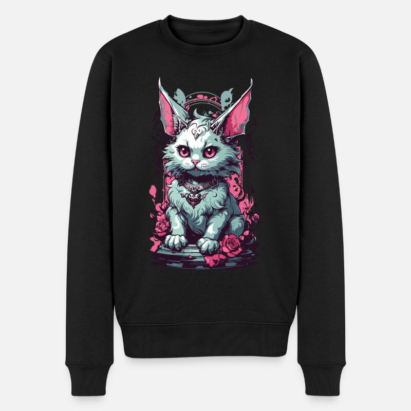 Gothique Pastel Chat Esthétique Streetwear - Pull Premium bio Homme - noir