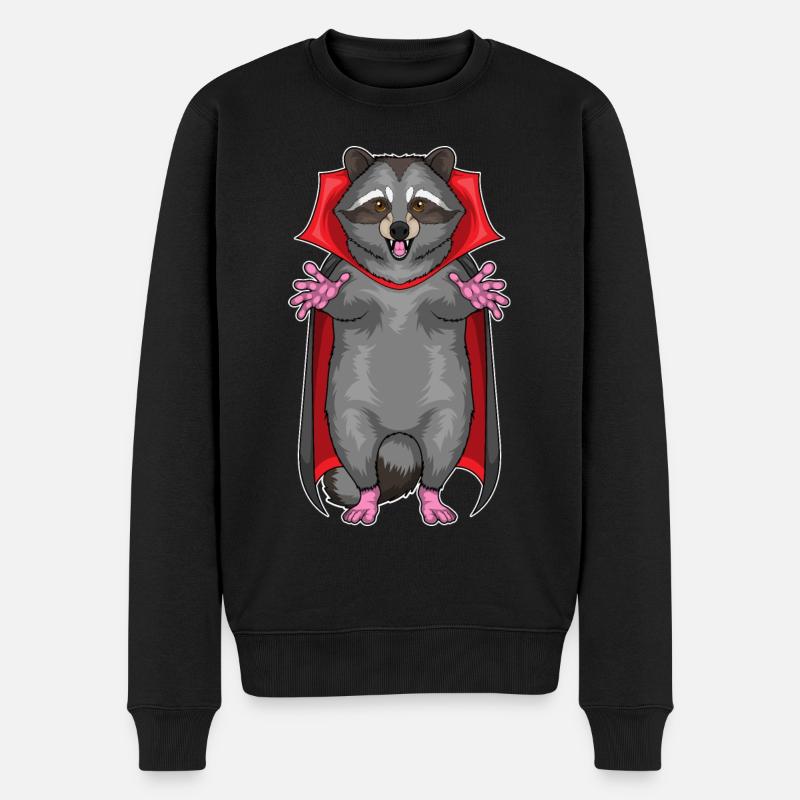 Waschbär Halloween Vampir - Männer Premium Bio Pullover - Schwarz