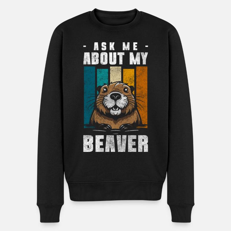 Biber Baumfäller Zoo Naturschutz - Männer Premium Bio Pullover - Schwarz
