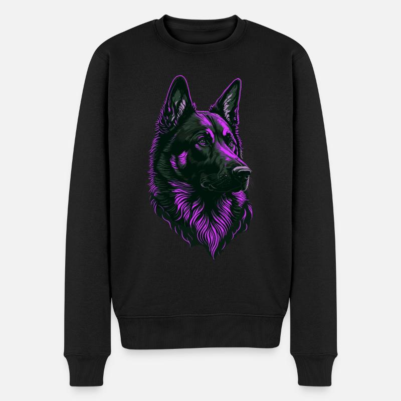 Schäferhund Kopf pink - Männer Premium Bio Pullover - Schwarz