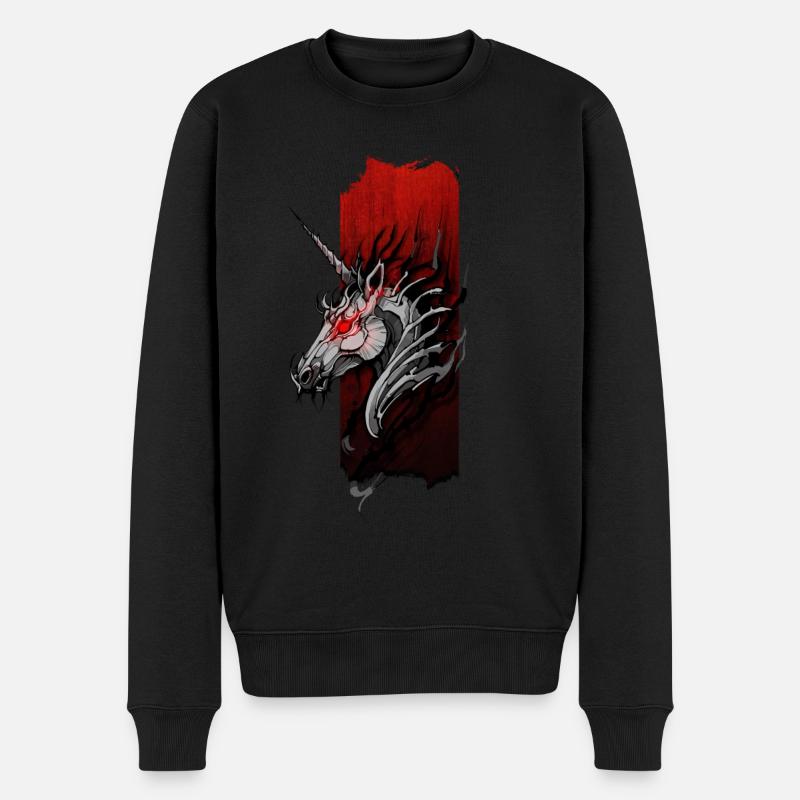Schattengelassenheit: Dunkles Einhorn - Männer Premium Bio Pullover - Schwarz