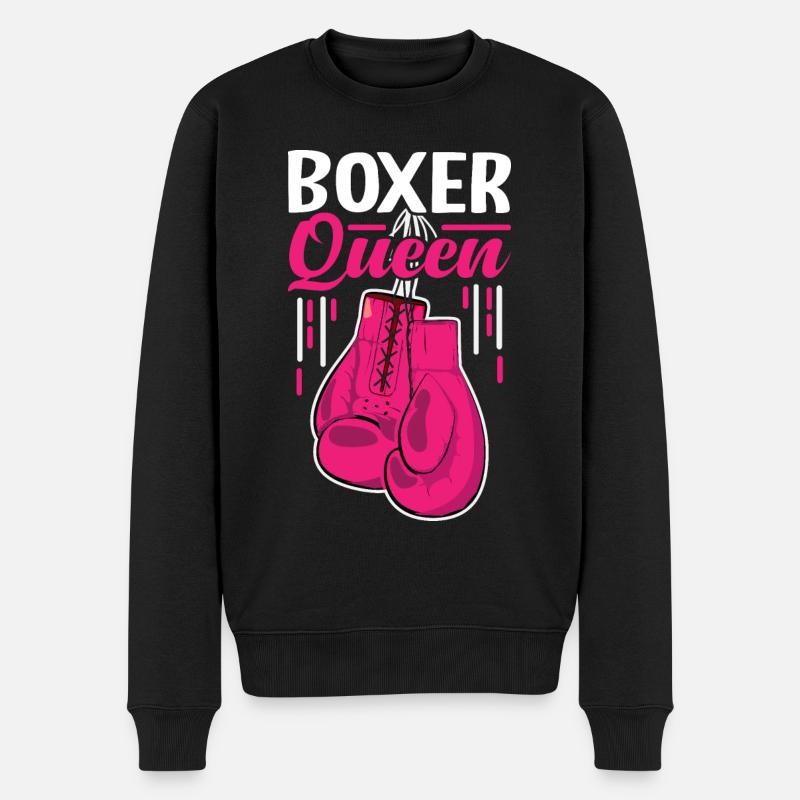 Boxer-Königin - Männer Premium Bio Pullover - Schwarz