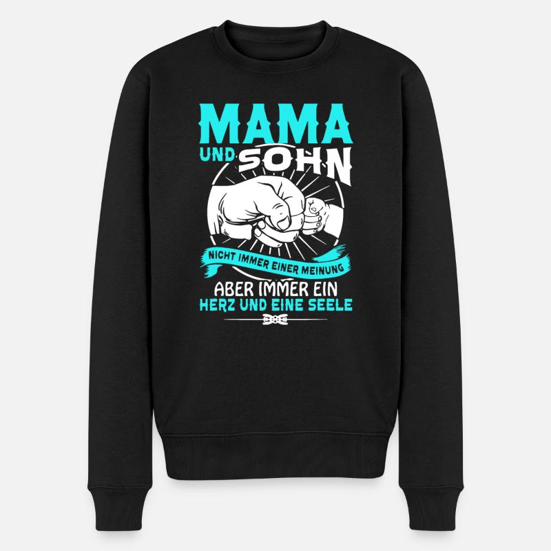 Stolz Mama Sohn Tochter Mom Mutter Geschenk Spruch - Männer Premium Bio Pullover - Schwarz