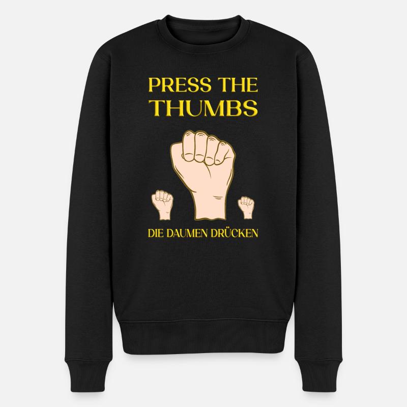 Press the thumbs. Die Daumen drücken - Männer Premium Bio Pullover - Schwarz