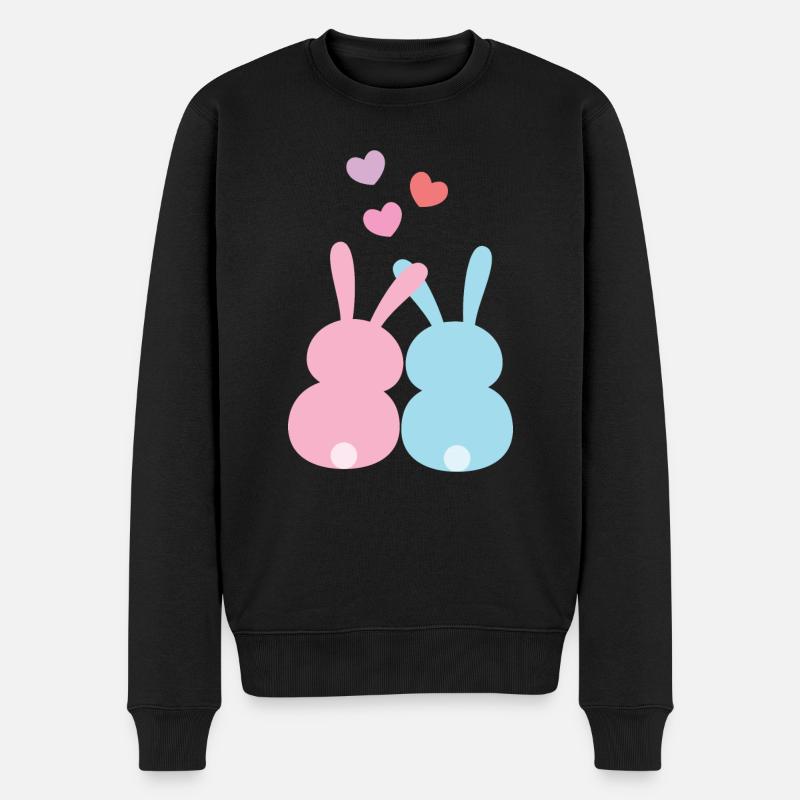 Lapins couple dans l’amour - Pull Premium bio Homme - noir