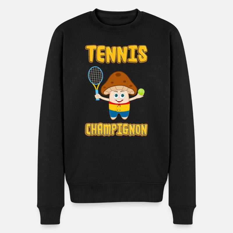 Tennis Champignon (Champion) Comicstyle - Männer Premium Bio Pullover - Schwarz