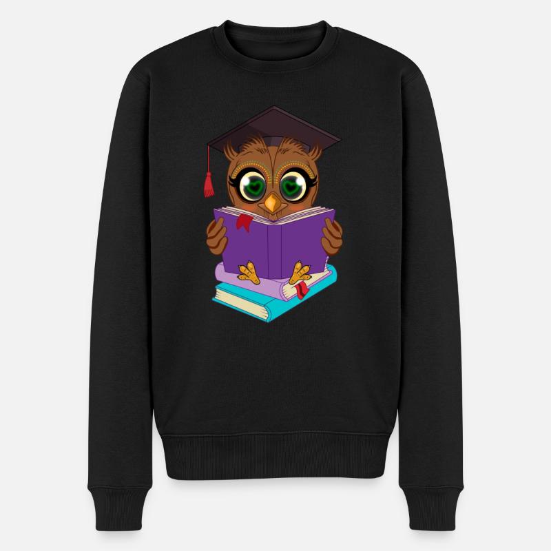 Büchereule Leseeule - Männer Premium Bio Pullover - Schwarz