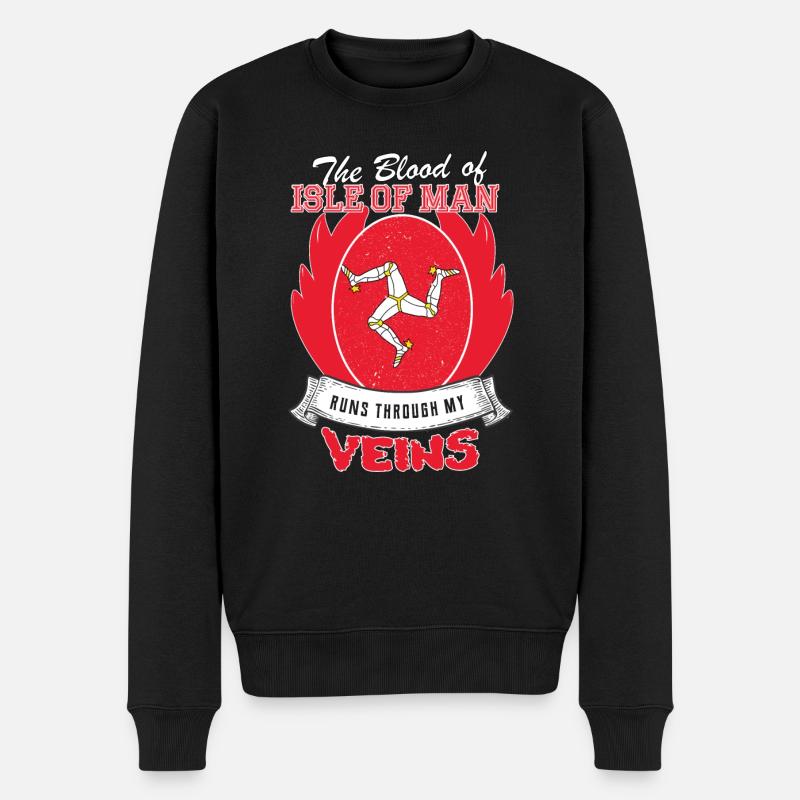 isle of man Blut fliesst durch meine Venen - Männer Premium Bio Pullover - Schwarz