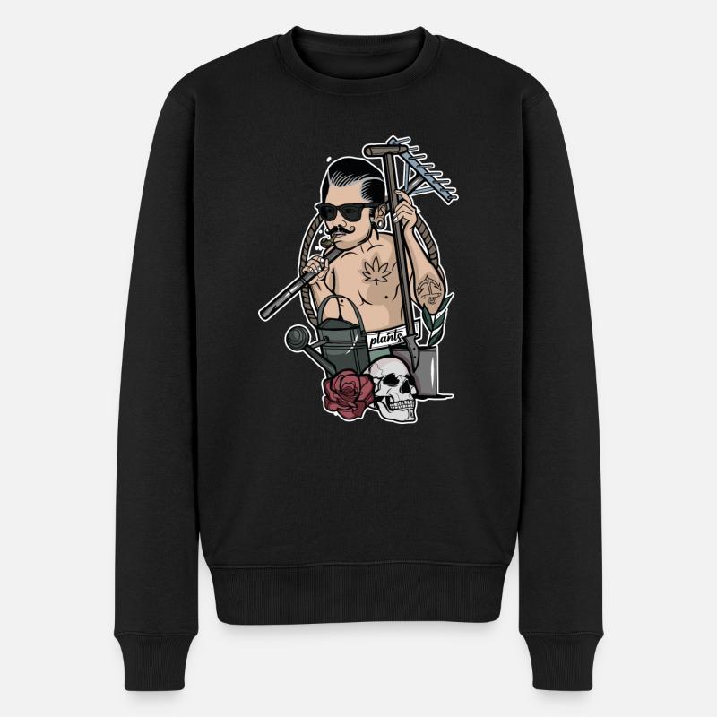 Jardinier // Oldschool // Illustration - Pull Premium bio Homme - noir