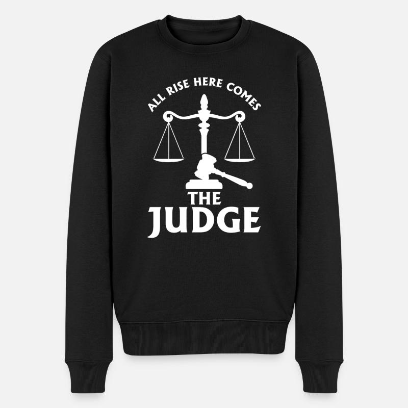 Here Comes The Judge - Männer Premium Bio Pullover - Schwarz