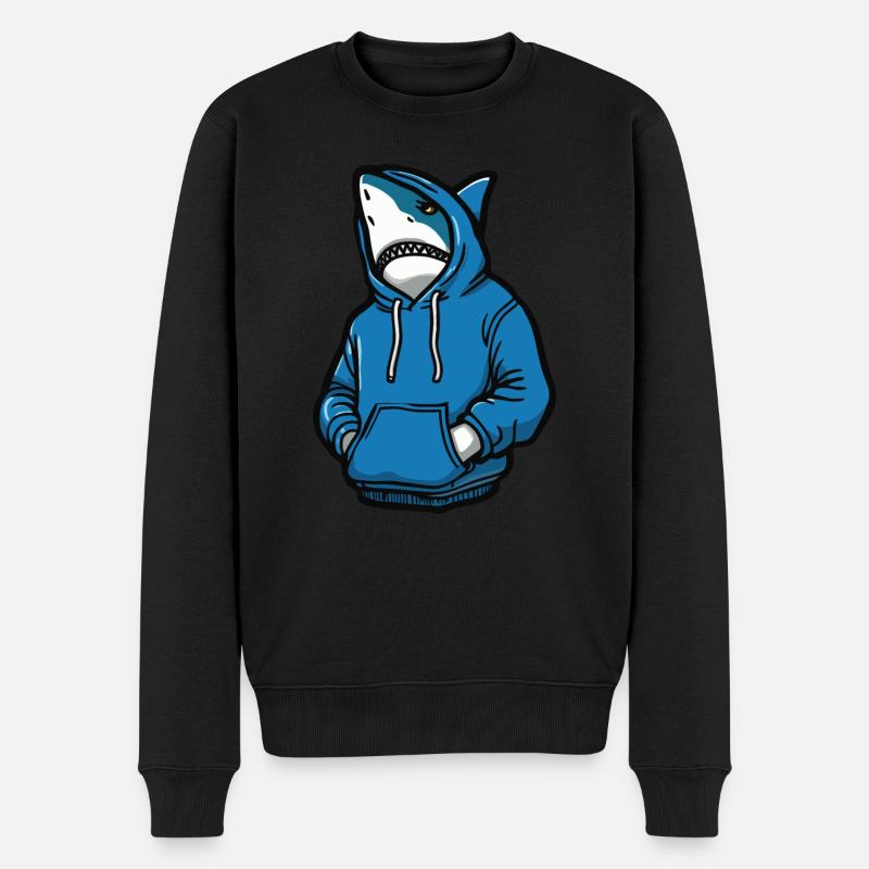 Cooler Hai - Männer Premium Bio Pullover - Schwarz