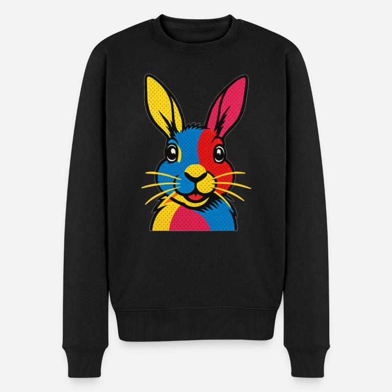 Kaninchen Pop Art - Männer Premium Bio Pullover - Schwarz