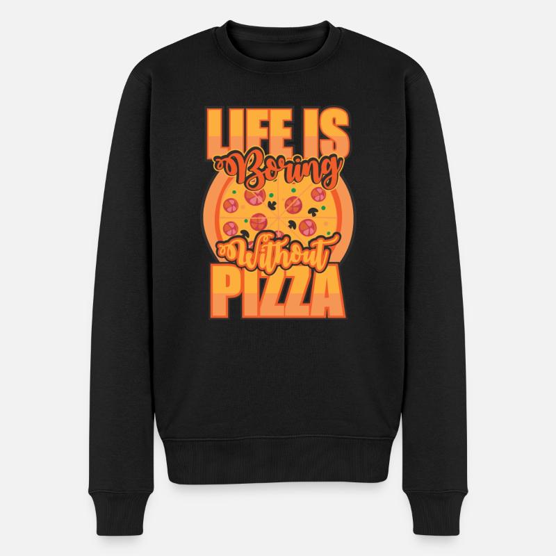 Live is Pizza - Männer Premium Bio Pullover - Schwarz
