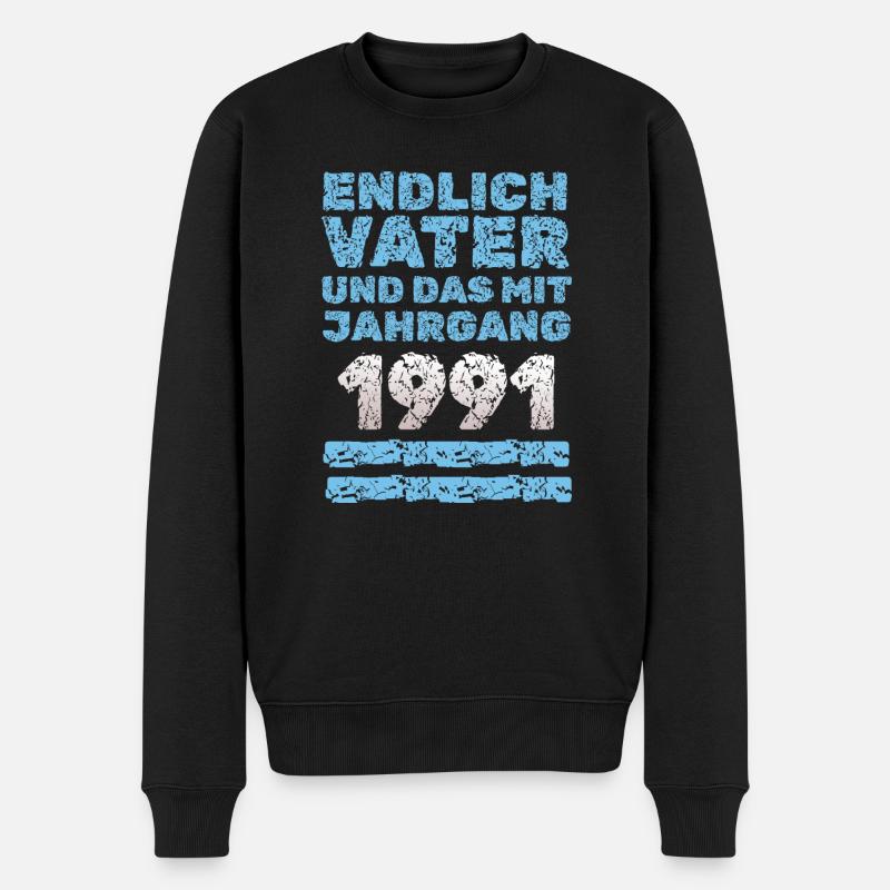 Jahr 1991 - Männer Premium Bio Pullover - Schwarz