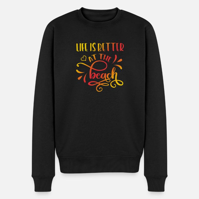 LA VIE EST MIEUX À LA PLAGE - Pull Premium bio Homme - noir