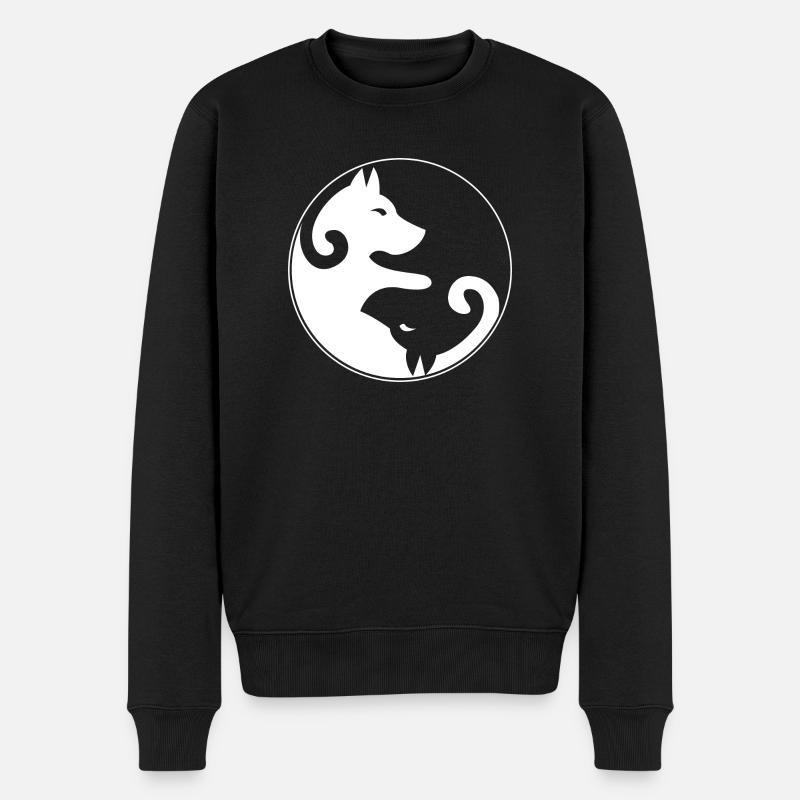 Yin & Yang Hunde - Männer Premium Bio Pullover - Schwarz