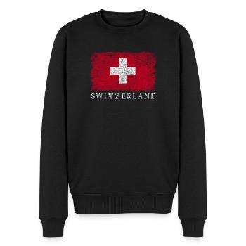 Schweiz Schweizer Flagge Schweizerflagge - Männer Premium Bio Pullover - Schwarz - Vorne - Nico (187cm)