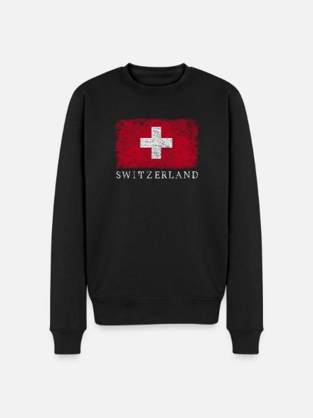 Schweiz Schweizer Flagge Schweizerflagge - Männer Premium Bio Pullover - Schwarz
