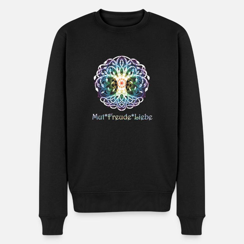 Courage Joie Amour Fleur de vie Fleur de vie - Pull Premium bio Homme - noir