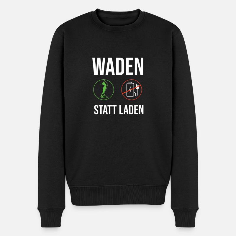 Waden Statt Laden - MTB Radfahrer Anti E-Bike - Männer Premium Bio Pullover - Schwarz