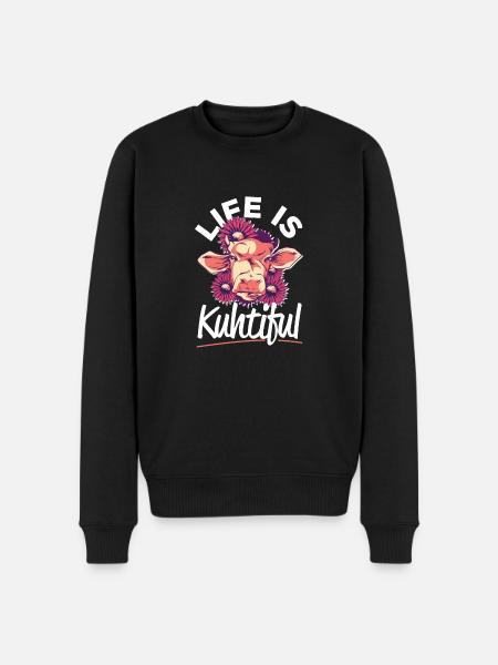 Life Is KUHtiful Coole Kuh - Männer Premium Bio Pullover - Schwarz