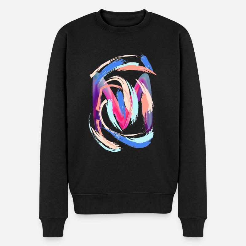 Buchstabe "M" - Männer Premium Bio Pullover - Schwarz