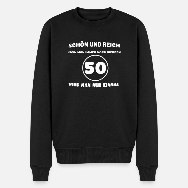 50. Geburtstag: Lustiger Spruch - Männer Premium Bio Pullover - Schwarz
