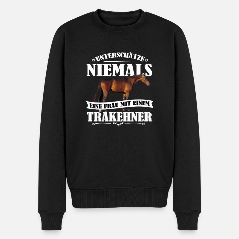 Trakehner Pferde Shirt-UNF - Männer Premium Bio Pullover - Schwarz