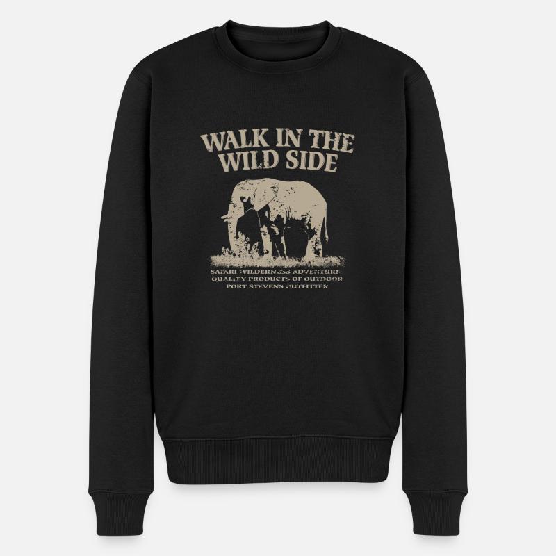 Elefant - Männer Premium Bio Pullover - Schwarz