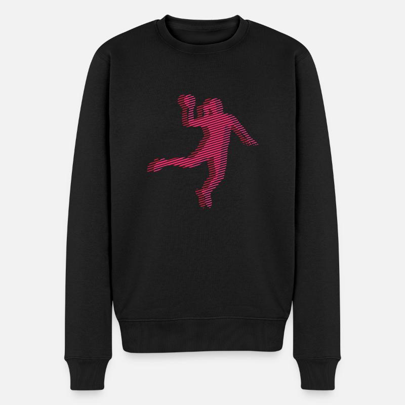 Streifenraster Handballerin 2c - Männer Premium Bio Pullover - Schwarz