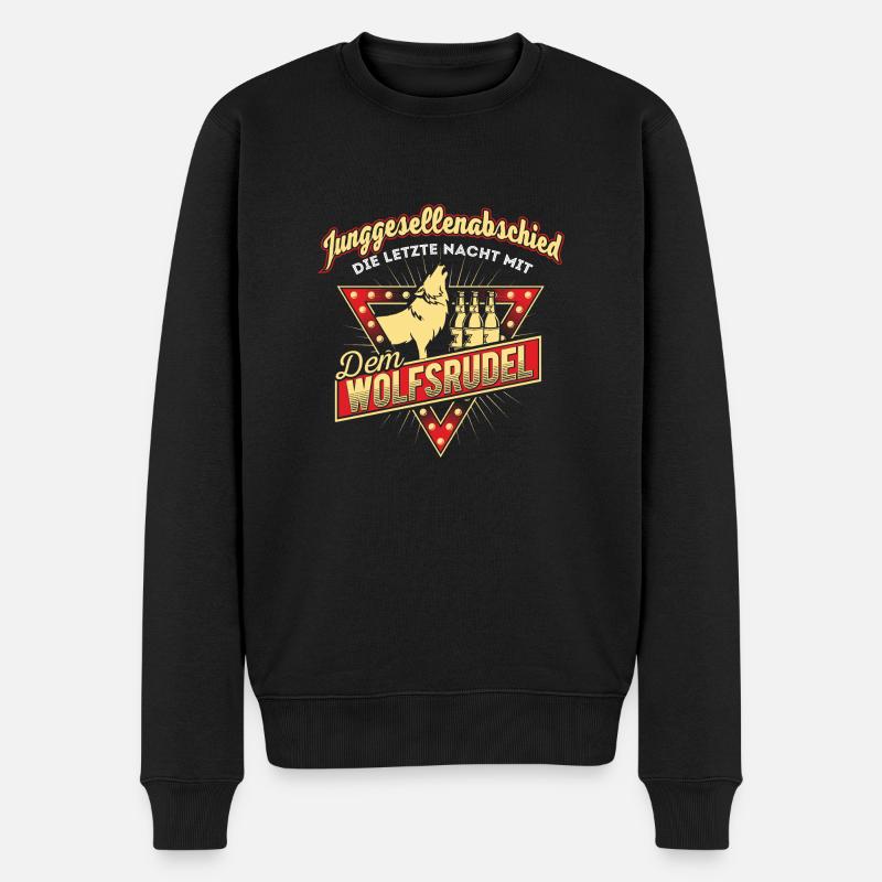 Junggesellenabschied Wolf - Männer Premium Bio Pullover - Schwarz