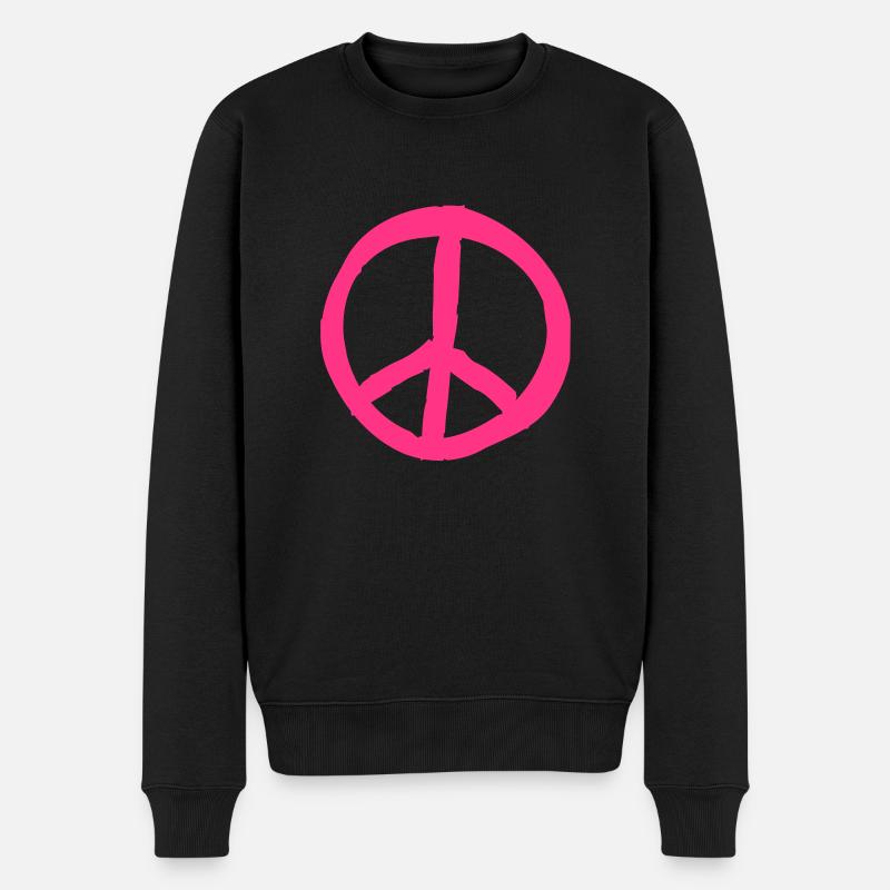 Peace__V013 - Männer Premium Bio Pullover - Schwarz
