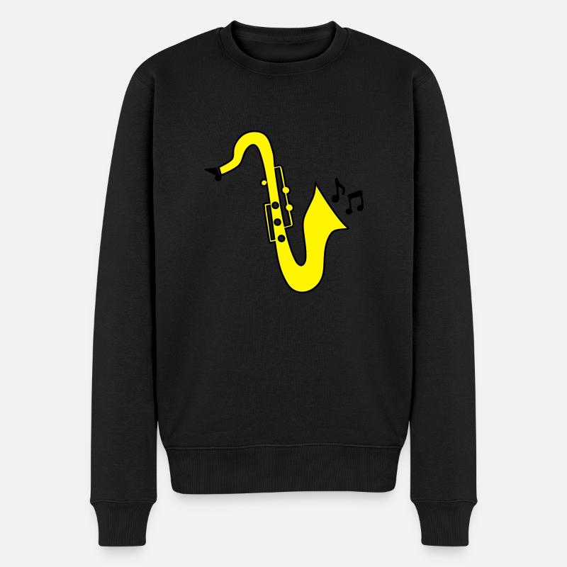 Saxophon - Männer Premium Bio Pullover - Schwarz
