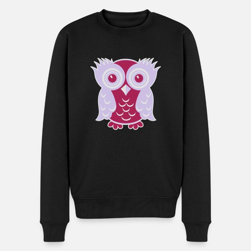 Owl Eule - Männer Premium Bio Pullover - Schwarz