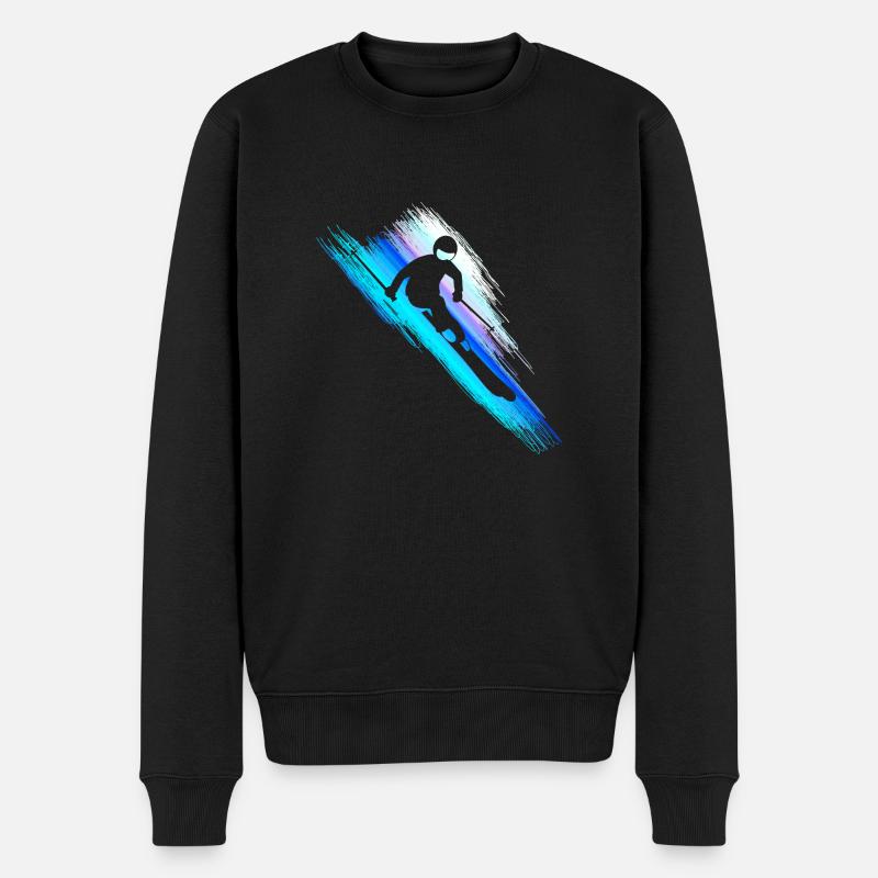 Skifahrer - Downhill - Speed - Blau - Männer Premium Bio Pullover - Schwarz