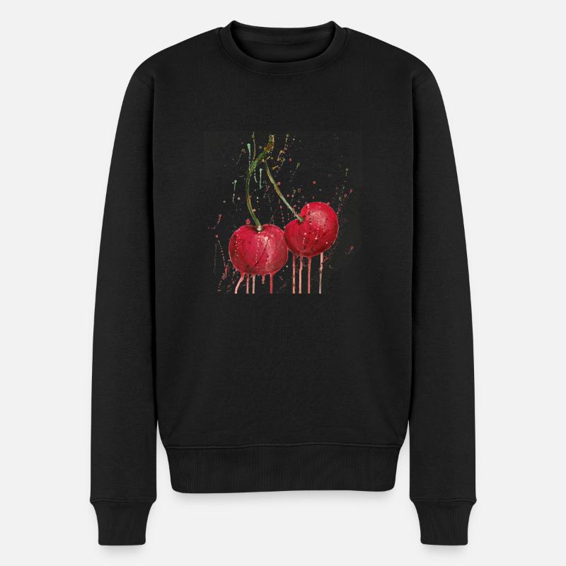 kirschen - Männer Premium Bio Pullover - Schwarz