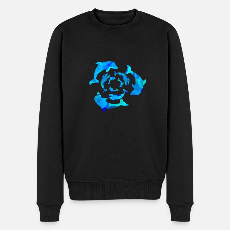 Delfin, Wal, Wale, Delfine, Geschenk, Geschenkidee - Männer Premium Bio Pullover - Schwarz