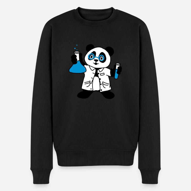 Panda-Wissenschaftler - Männer Premium Bio Pullover - Schwarz