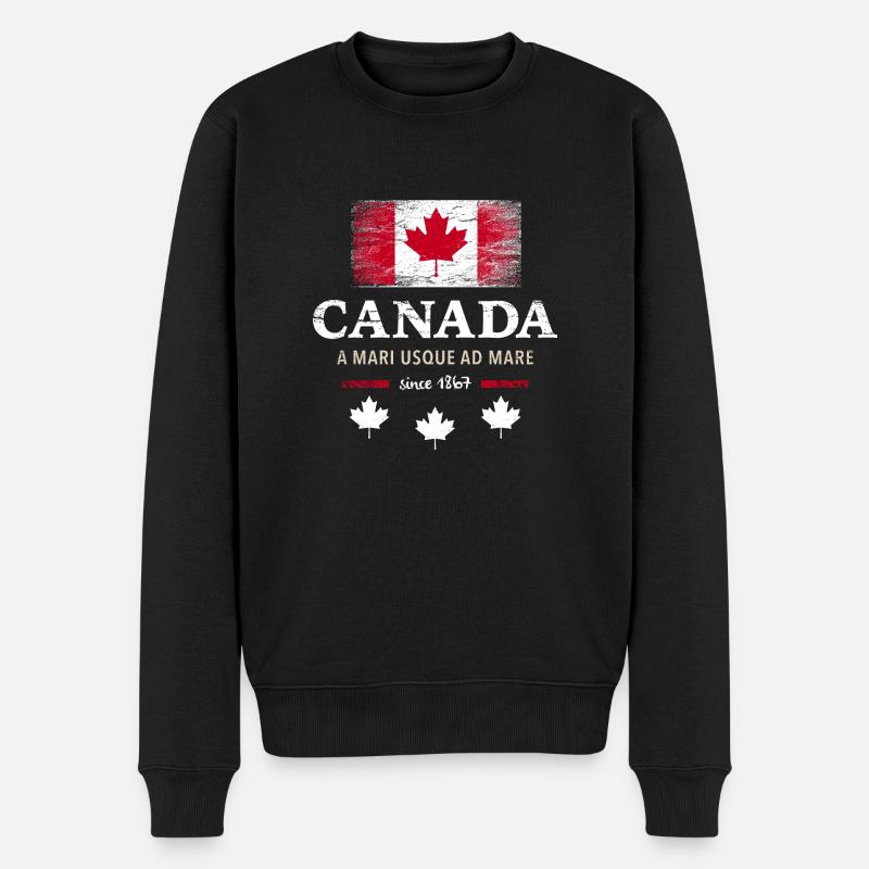 Canada Fahne Kanada Nordamerika Maple Leaf Flagge - Männer Premium Bio Pullover - Schwarz