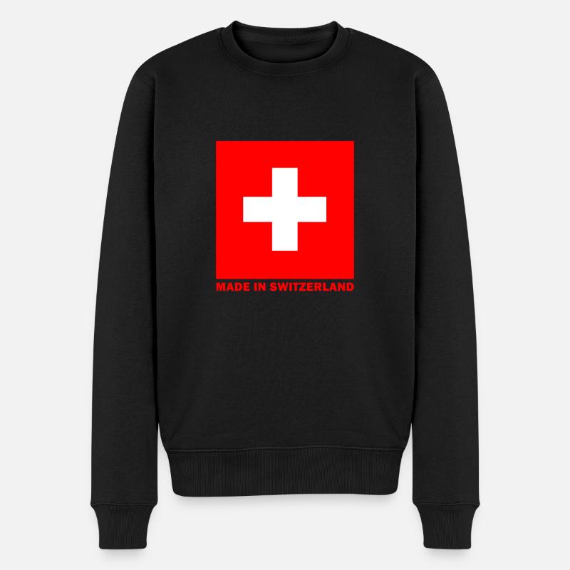 Hergestellt in der Schweiz - Männer Premium Bio Pullover - Schwarz