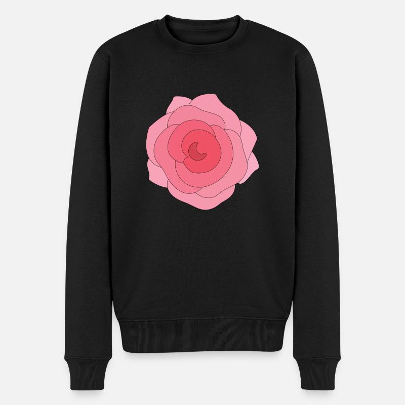 Schöne Rose - Männer Premium Bio Pullover - Schwarz