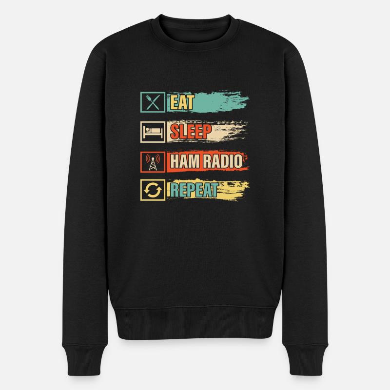 Eat sleep ham radio repeat Operator Amateur - Männer Premium Bio Pullover - Schwarz