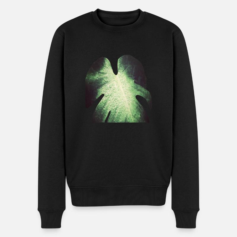 Monstera - Männer Premium Bio Pullover - Schwarz
