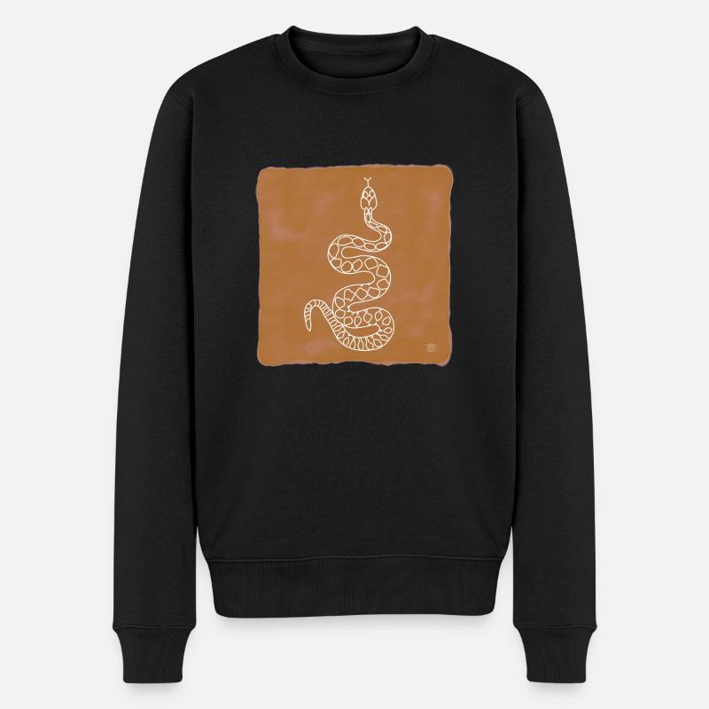 "Schlange", Boho Line Art Design, Serie "Desert" - Männer Premium Bio Pullover - Schwarz