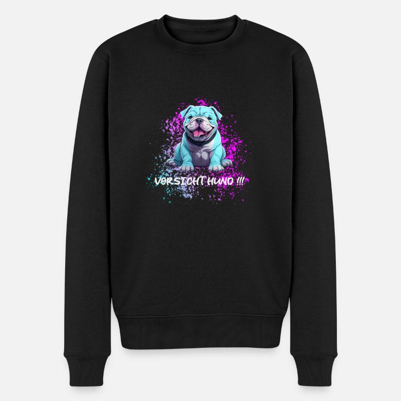 Attention chien mignon chien bleu est joyeux - Pull Premium bio Homme - noir