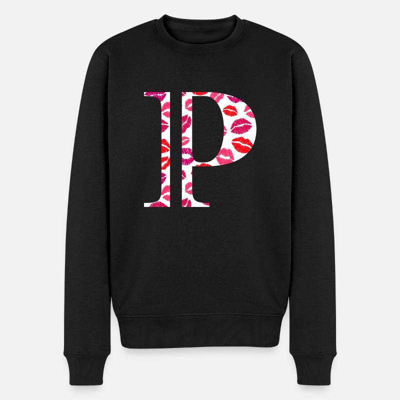 Buchstabe p Küsse - Männer Premium Bio Pullover - Schwarz