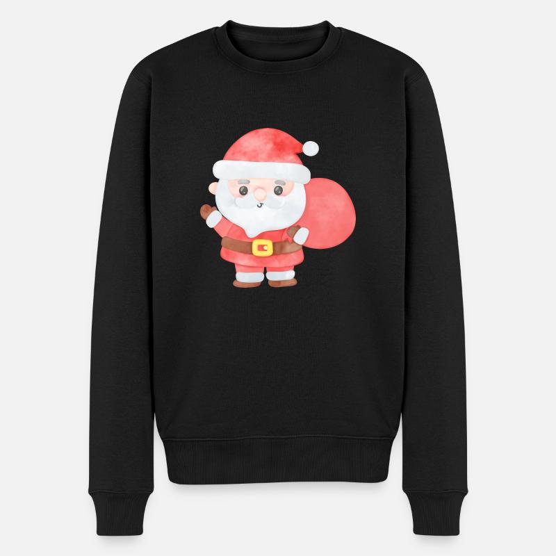 Weihnachten feiern mit dem Weihnachtsmann - Männer Premium Bio Pullover - Schwarz