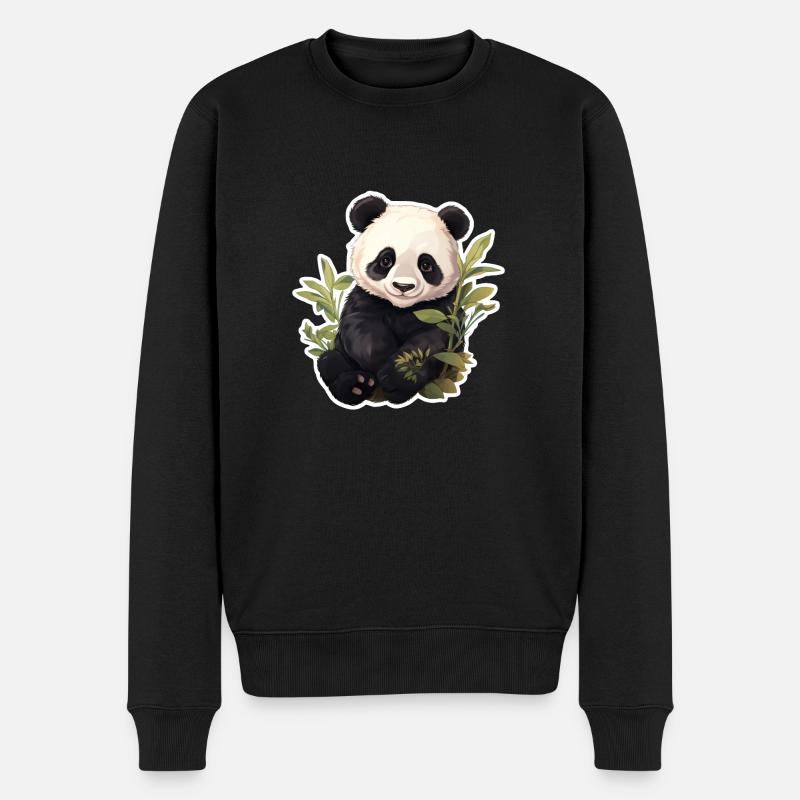 Pandabär - Männer Premium Bio Pullover - Schwarz
