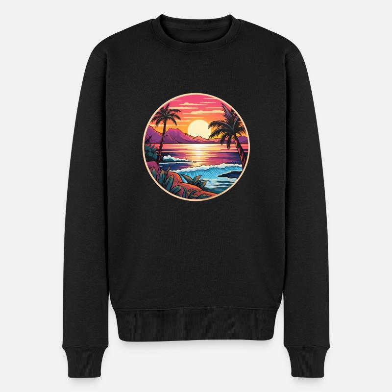 Tropisches Paradies - Männer Premium Bio Pullover - Schwarz